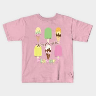 What's Your Flavor? Cute Ice Cream Cones & Popsicle Ice Blocks Kids T-Shirt